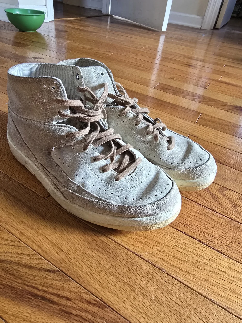 Jordan Men's High-Top Suede Sneakers in Beige and Brown